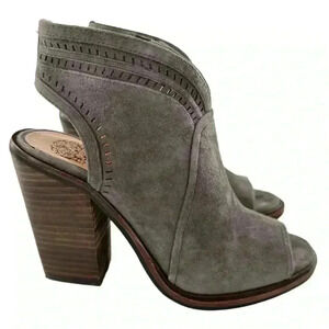 Vince Camuto ankle Koral booties 5 35 gray suede chunky western rodeo boots